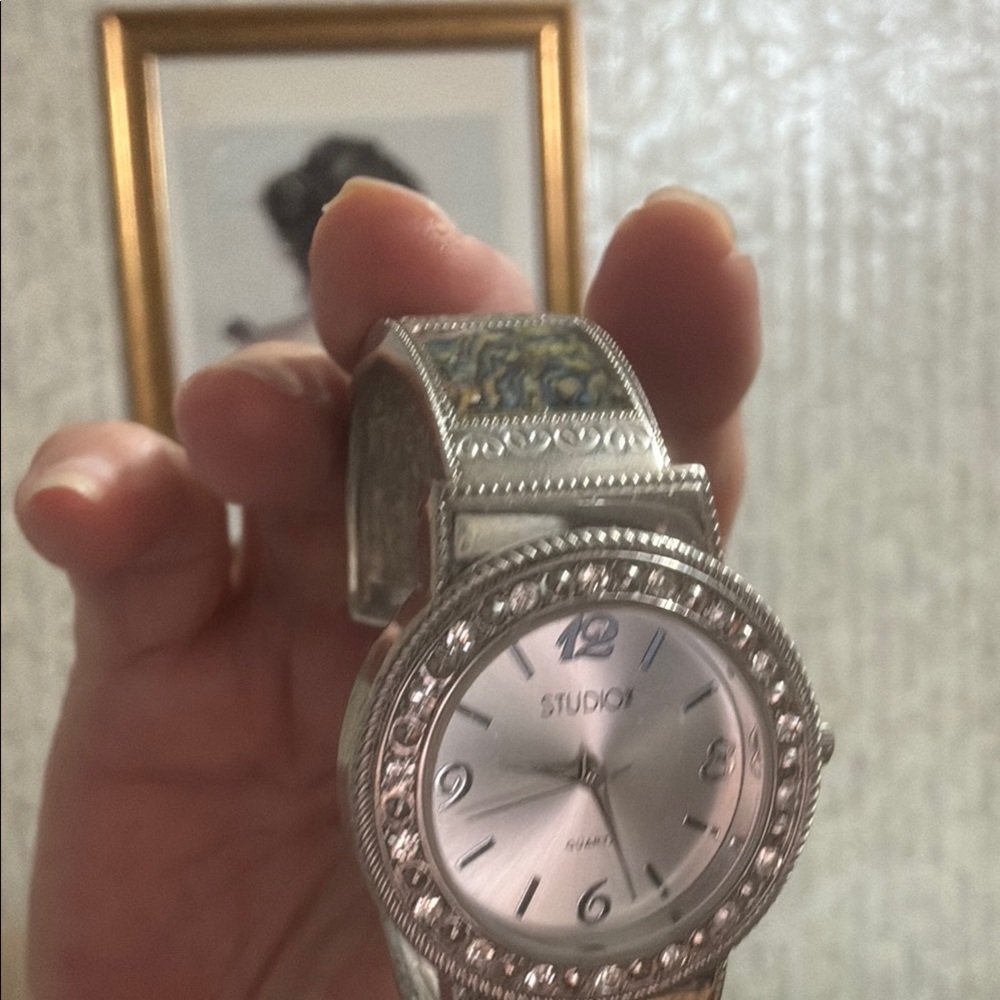 Studio Silver Watch with Crystal Details